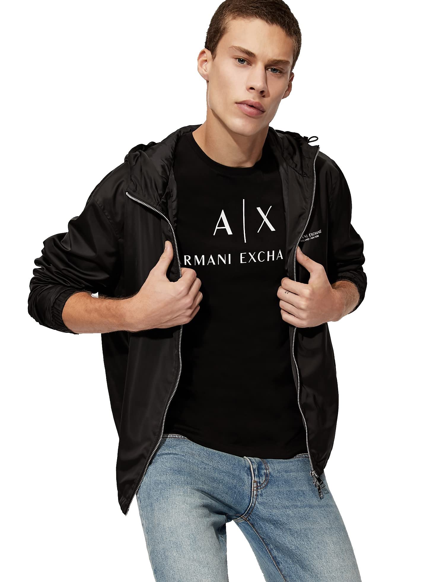 Armani Exchange Men's Crew Neck Logo Tee for Fashion Conscious Men in Office and Casual Settings - Soft Cotton Blend, M